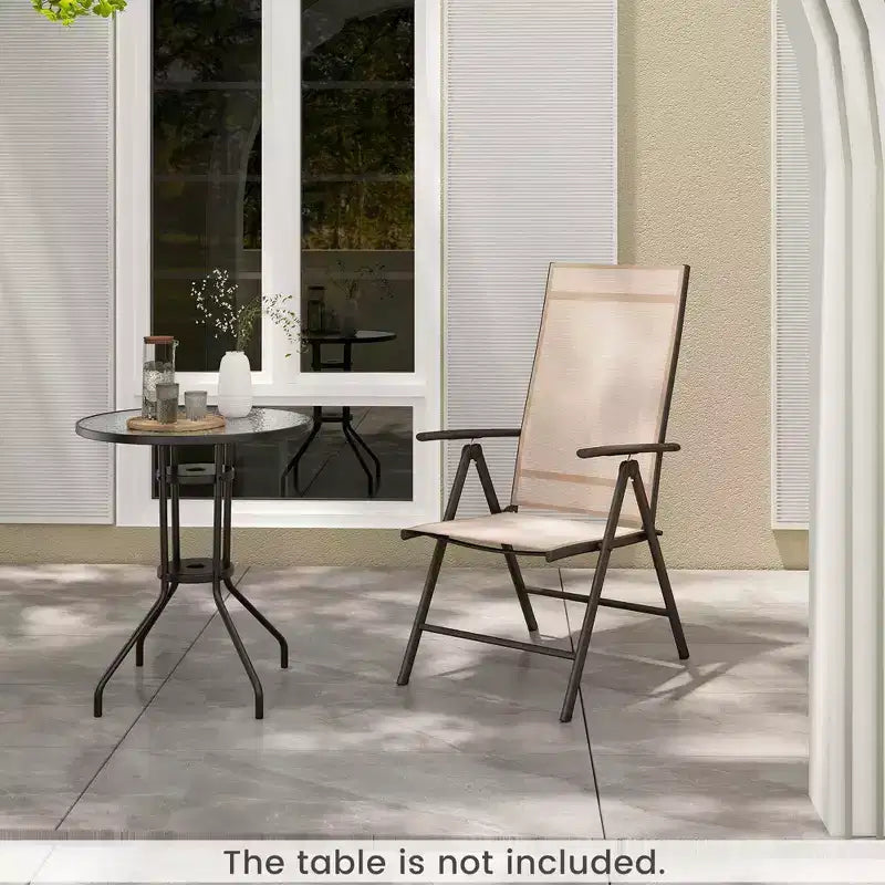 Lot de 2 chaises de salle à manger pliantes Costway pour patio avec dossier haut réglable sur 7 niveaux pour jardin Marron/Noir