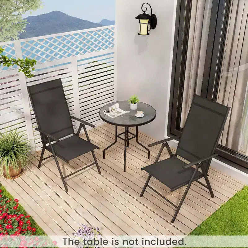 Lot de 2 chaises de salle à manger pliantes Costway pour patio avec dossier haut réglable sur 7 niveaux pour jardin Marron/Noir