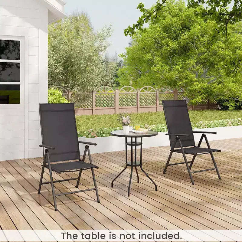 Lot de 2 chaises de salle à manger pliantes Costway pour patio avec dossier haut réglable sur 7 niveaux pour jardin Marron/Noir