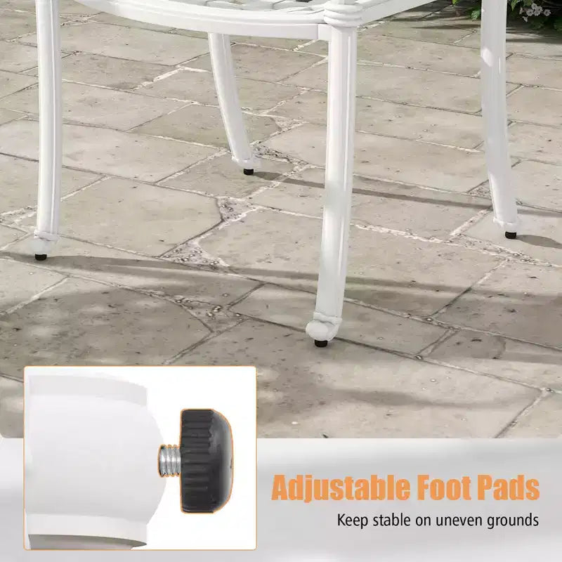 Costway Chaises de salle à manger empilables d'extérieur blanches avec accoudoirs en aluminium moulé, lot de 2 ou 4