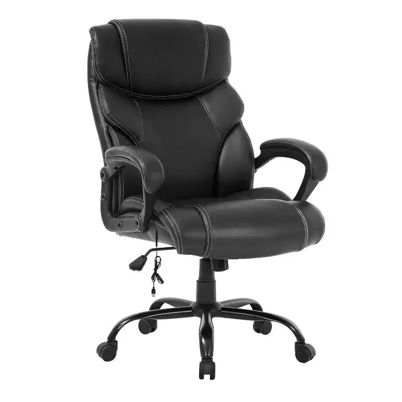 FDW Office Chair for Larger Individuals 400lbs Heavy Duty Metal Base Massage Desk Chair with Adjustable Height & Swivel Base, Black
