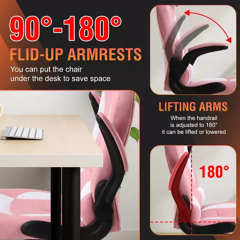 Chaise de bureau et de gaming – Support lombaire, Accoudoirs relevables, Appuie-tête, 113 kg, Cuir PU