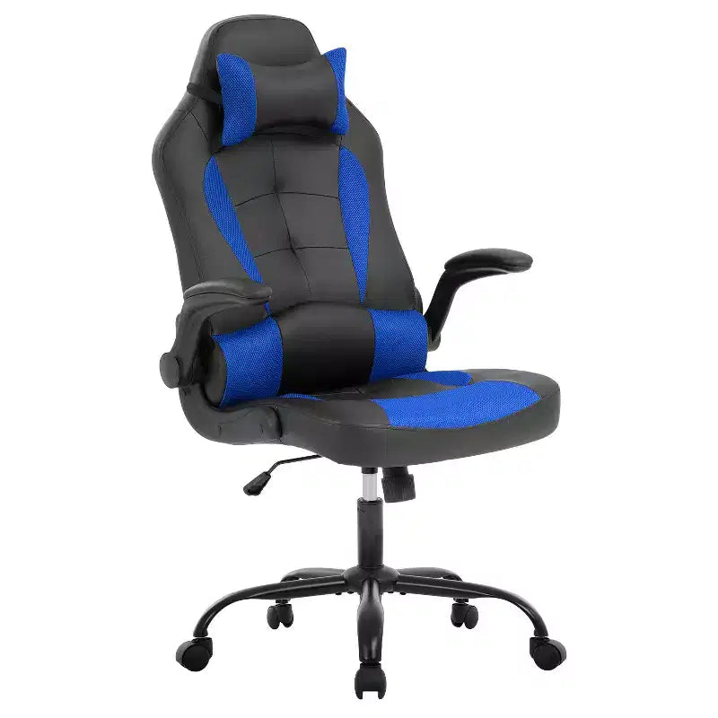 Chaise de bureau et de gaming – Support lombaire, Accoudoirs relevables, Appuie-tête, 113 kg, Cuir PU