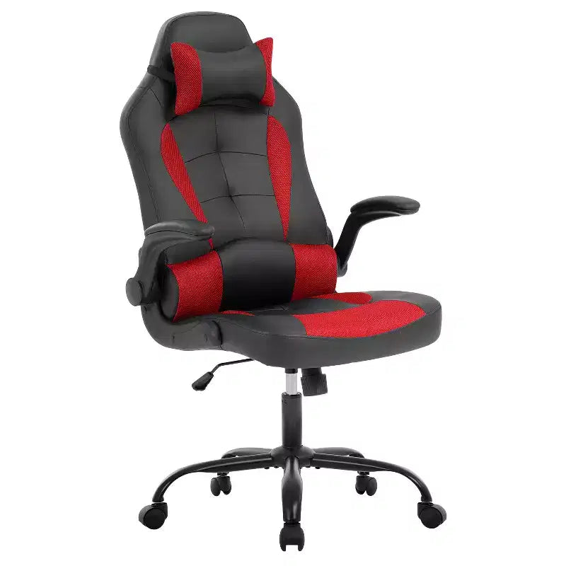 Chaise de bureau et de gaming – Support lombaire, Accoudoirs relevables, Appuie-tête, 113 kg, Cuir PU