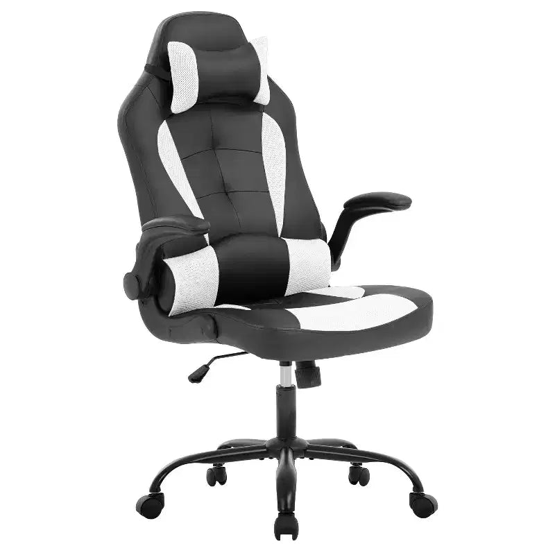 Chaise de bureau et de gaming – Support lombaire, Accoudoirs relevables, Appuie-tête, 113 kg, Cuir PU