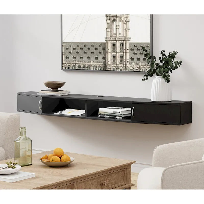 FITUEYES Console TV Murale Flottante Étagère de Rangement Meuble TV Moderne Meuble Télévision, Noyer DS211802WW - 70