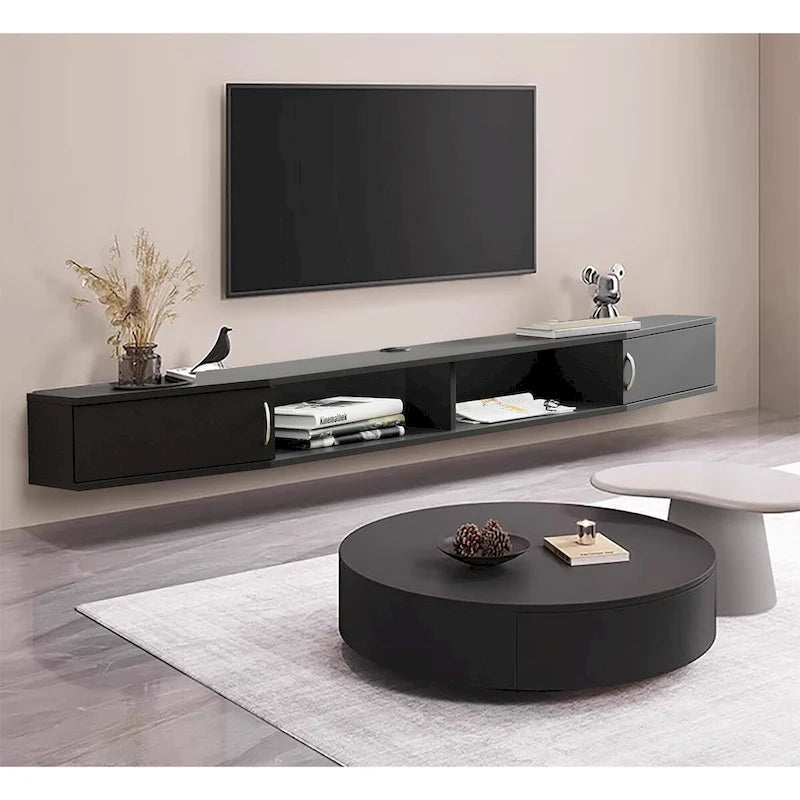 FITUEYES Console TV Murale Flottante Étagère de Rangement Meuble TV Moderne Meuble Télévision, Noyer DS211802WW - 70