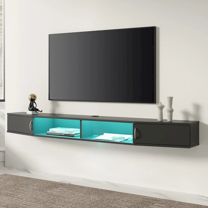 FITUEYES Console TV Murale Flottante Étagère de Rangement Meuble TV Moderne Meuble Télévision, Noyer DS211802WW - 70