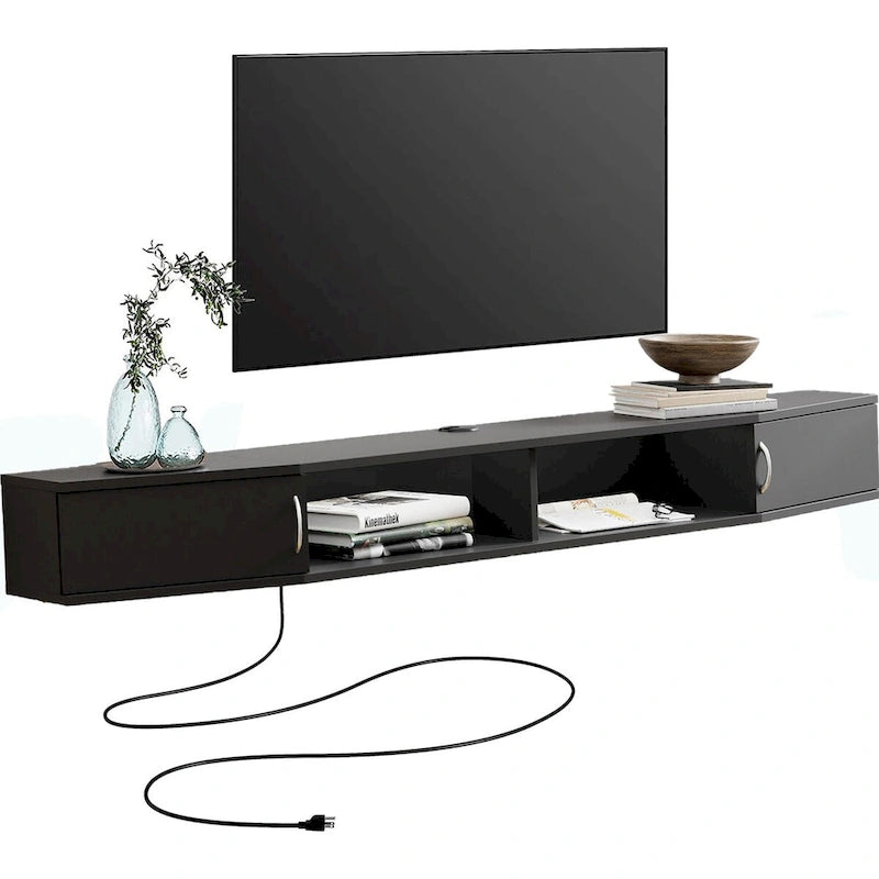 FITUEYES Console TV Murale Flottante Étagère de Rangement Meuble TV Moderne Meuble Télévision, Noyer DS211802WW - 70