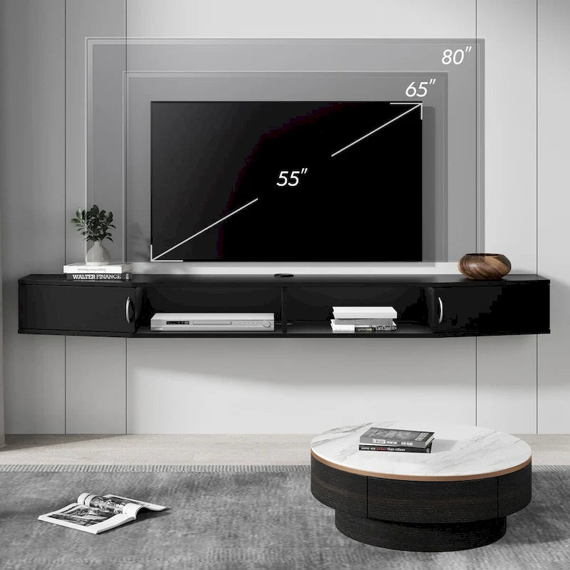 FITUEYES Console TV Murale Flottante Étagère de Rangement Meuble TV Moderne Meuble Télévision, Noyer DS211802WW - 70
