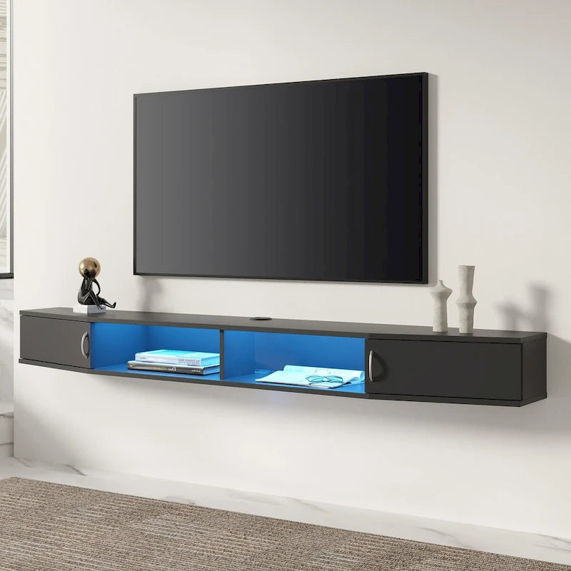 FITUEYES Console TV Murale Flottante Étagère de Rangement Meuble TV Moderne Meuble Télévision, Noyer DS211802WW - 70