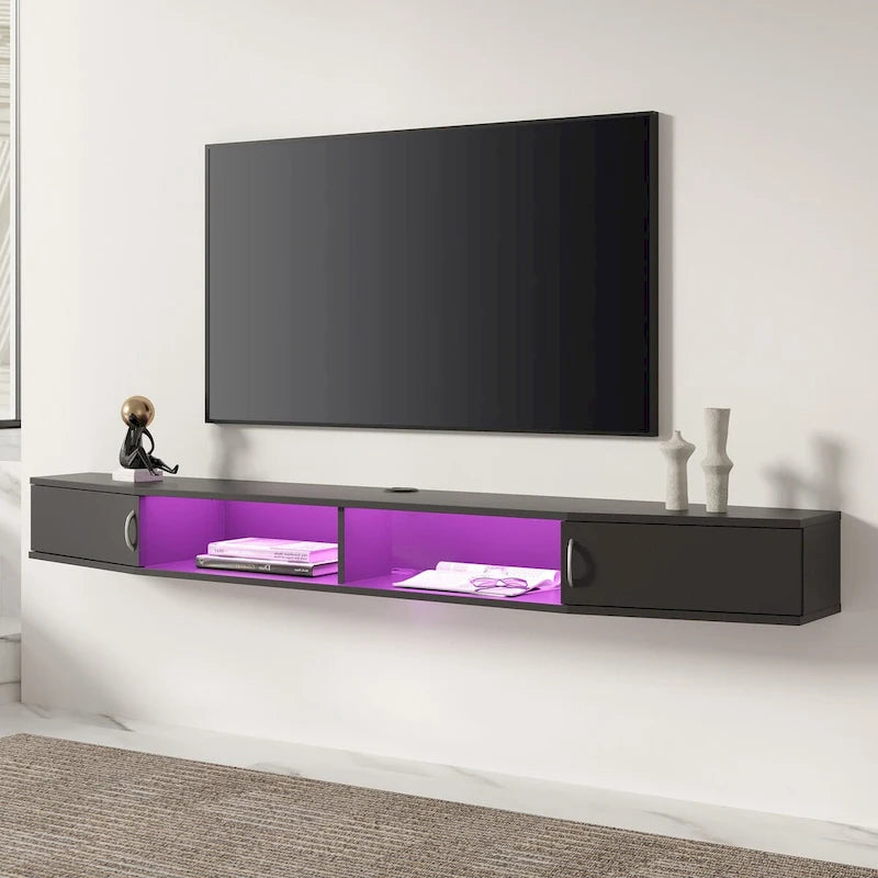 FITUEYES Console TV Murale Flottante Étagère de Rangement Meuble TV Moderne Meuble Télévision, Noyer DS211802WW - 70