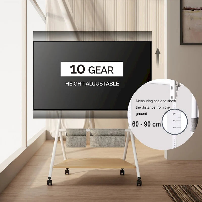 Meuble TV roulant moderne FITUEYES pour téléviseurs de 55 à 78 pouces, Chariot TV mobile pour salon et appartement