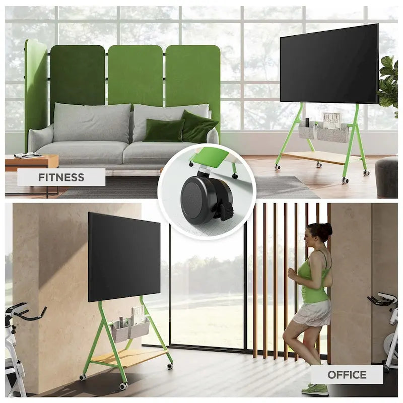 Meuble TV roulant moderne FITUEYES pour téléviseurs de 55 à 78 pouces, Chariot TV mobile pour salon et appartement
