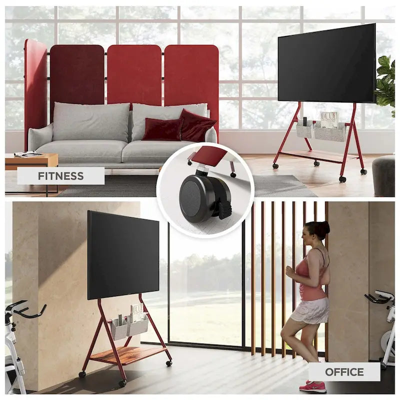 Meuble TV roulant moderne FITUEYES pour téléviseurs de 55 à 78 pouces, Chariot TV mobile pour salon et appartement