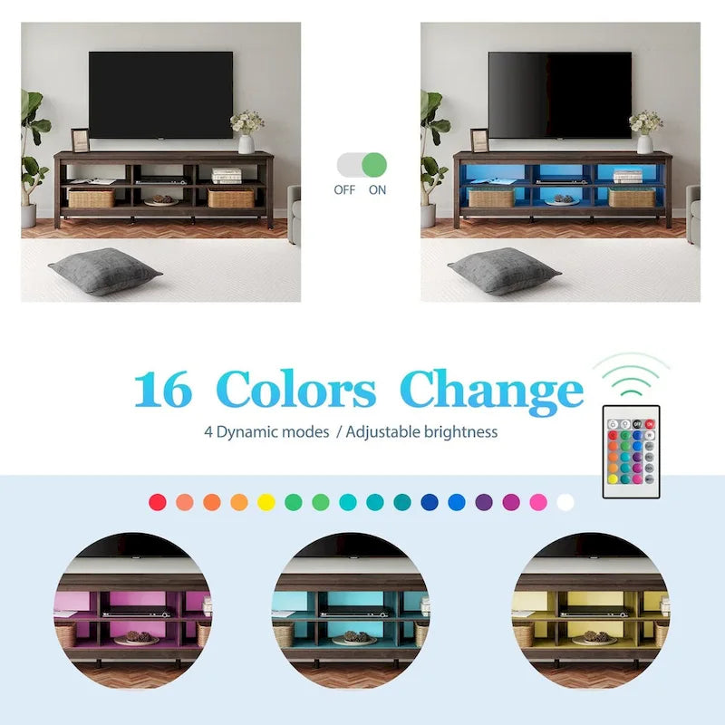 Meuble TV 70 pouces pour TV 75 pouces, console TV de centre de divertissement classique