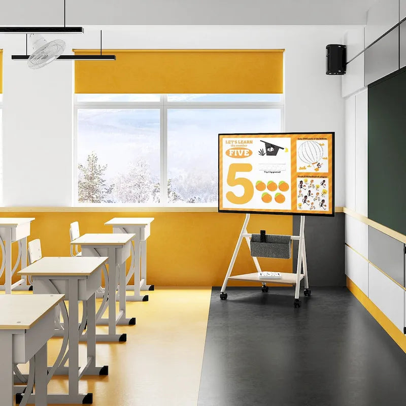 Chariot TV mobile FITUEYES pour bureau et salle de classe, meuble TV roulant avec roulettes pour TV de 45 à 88 pouces