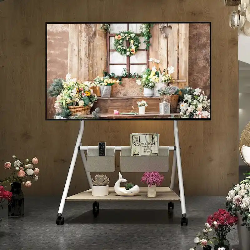 Chariot TV mobile FITUEYES pour bureau et salle de classe, meuble TV roulant avec roulettes pour TV de 45 à 88 pouces