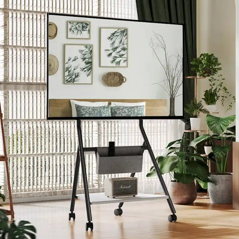 Chariot TV mobile FITUEYES pour bureau et salle de classe, meuble TV roulant avec roulettes pour TV de 45 à 88 pouces