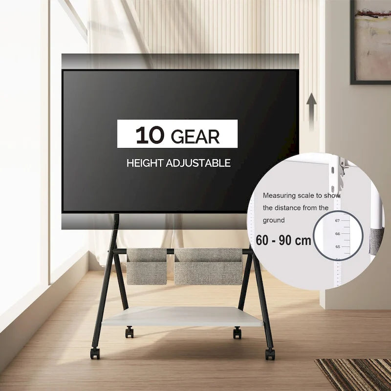 Chariot TV mobile FITUEYES pour bureau et salle de classe, meuble TV roulant avec roulettes pour TV de 45 à 88 pouces