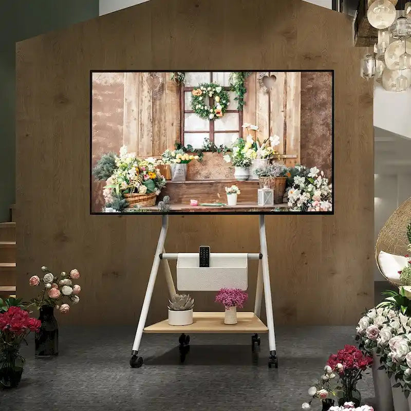 Chariot TV mobile FITUEYES pour bureau et salle de classe, meuble TV roulant avec roulettes pour TV de 45 à 88 pouces