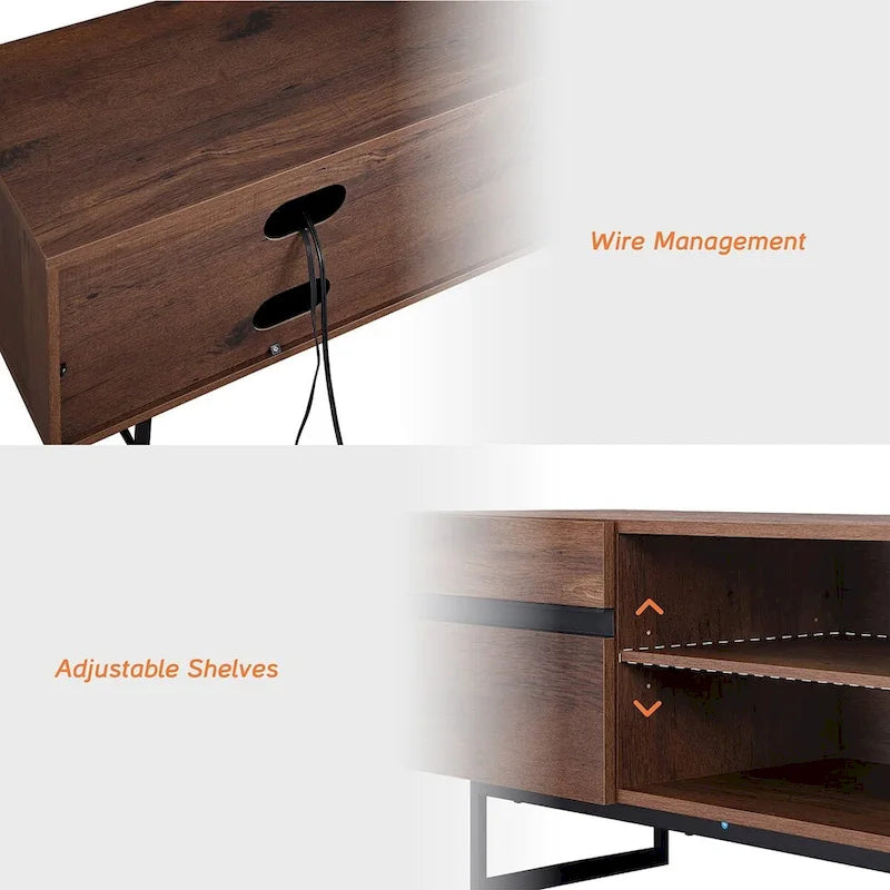 Meuble TV moderne WAMPAT pour téléviseur jusqu'à 55 pouces avec placards de rangement