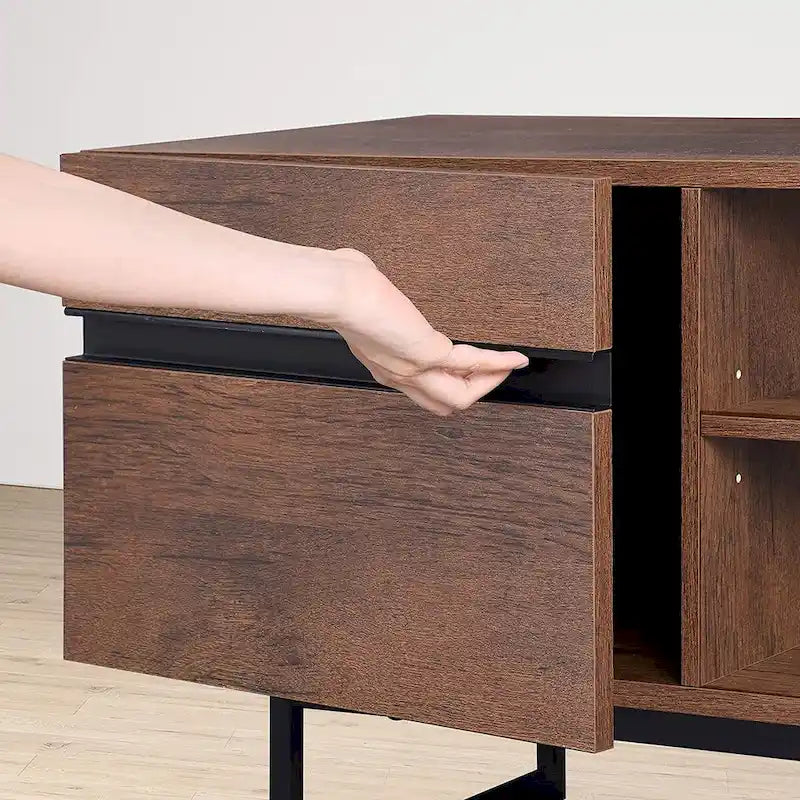 Meuble TV moderne WAMPAT pour téléviseur jusqu'à 55 pouces avec placards de rangement