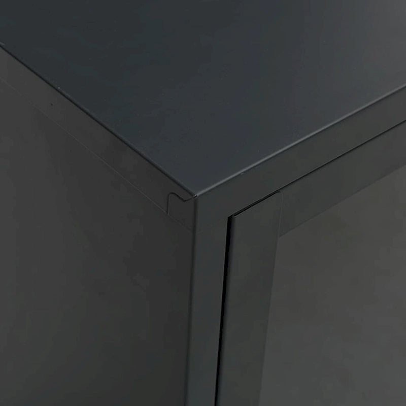 vidaXL Meuble TV Noir 41,3x13,7x20,4 Acier et Verre - 41,3 x 13,7 x 20,4 - 41,3 x 13,7 x 20,4