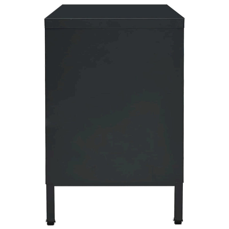 vidaXL Meuble TV Noir 41,3x13,7x20,4 Acier et Verre - 41,3 x 13,7 x 20,4 - 41,3 x 13,7 x 20,4