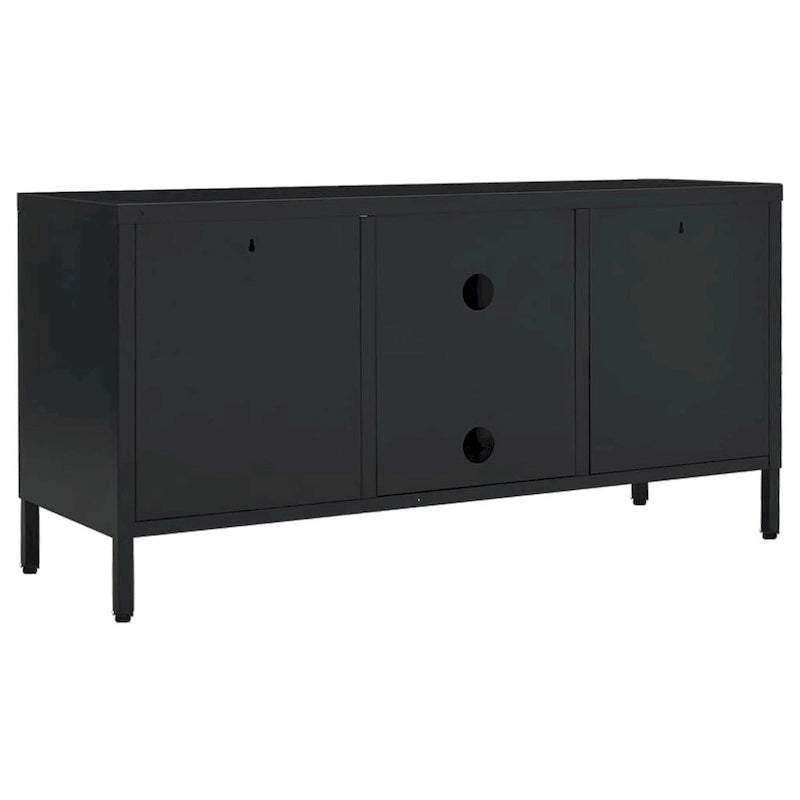 vidaXL Meuble TV Noir 41,3x13,7x20,4 Acier et Verre - 41,3 x 13,7 x 20,4 - 41,3 x 13,7 x 20,4