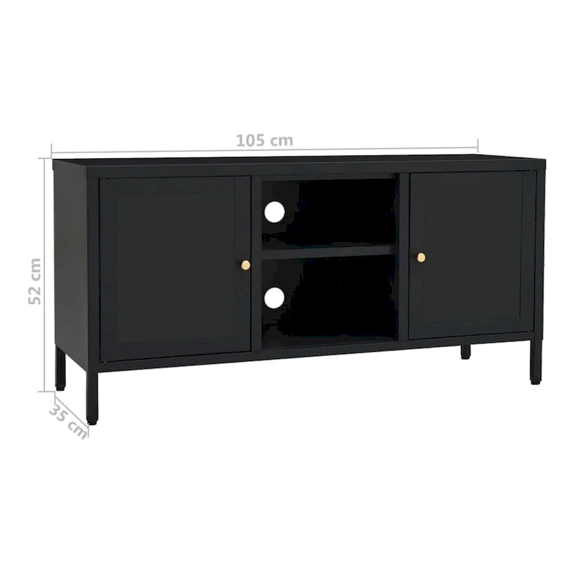 vidaXL Meuble TV Noir 41,3x13,7x20,4 Acier et Verre - 41,3 x 13,7 x 20,4 - 41,3 x 13,7 x 20,4