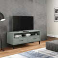vidaXL Meuble TV Meuble console TV avec pieds en métal Bois massif Pin OSLO - 106 x 40 x 46,5 cm