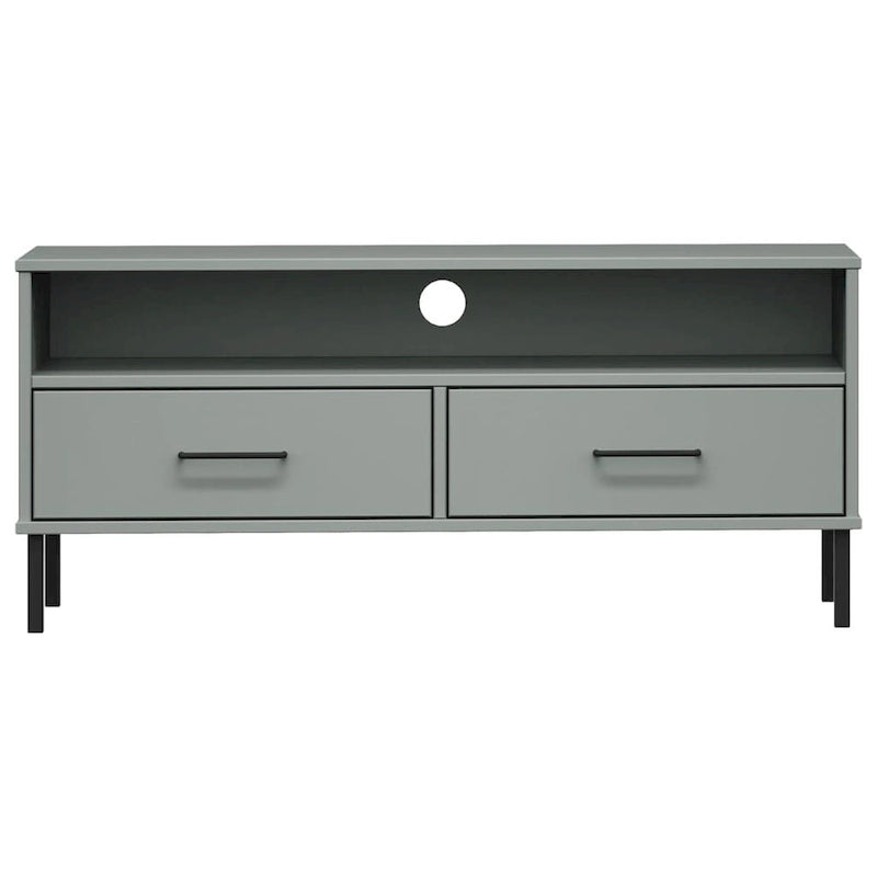 vidaXL Meuble TV Meuble console TV avec pieds en métal Bois massif Pin OSLO - 106 x 40 x 46,5 cm