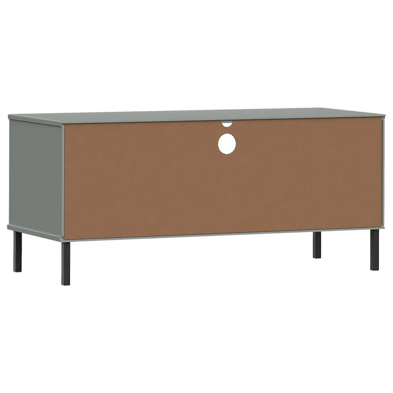 vidaXL Meuble TV Meuble console TV avec pieds en métal Bois massif Pin OSLO - 106 x 40 x 46,5 cm