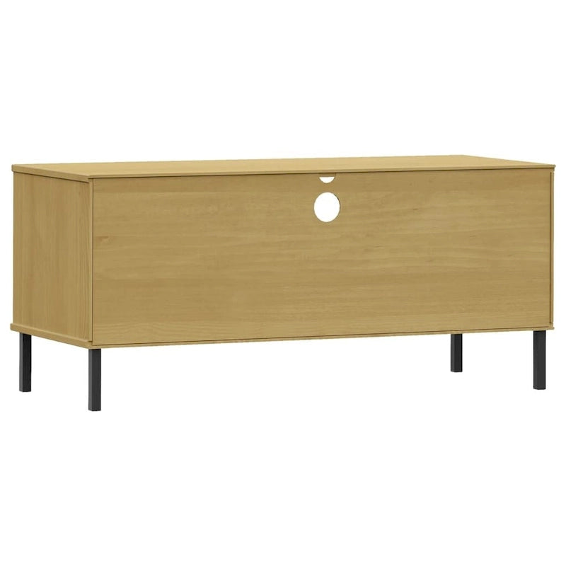 vidaXL Meuble TV Meuble console TV avec pieds en métal Bois massif Pin OSLO - 106 x 40 x 46,5 cm