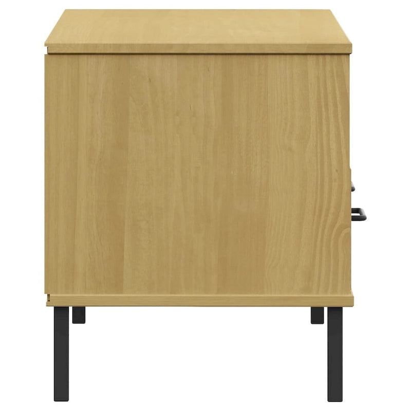 vidaXL Meuble TV Meuble console TV avec pieds en métal Bois massif Pin OSLO - 106 x 40 x 46,5 cm