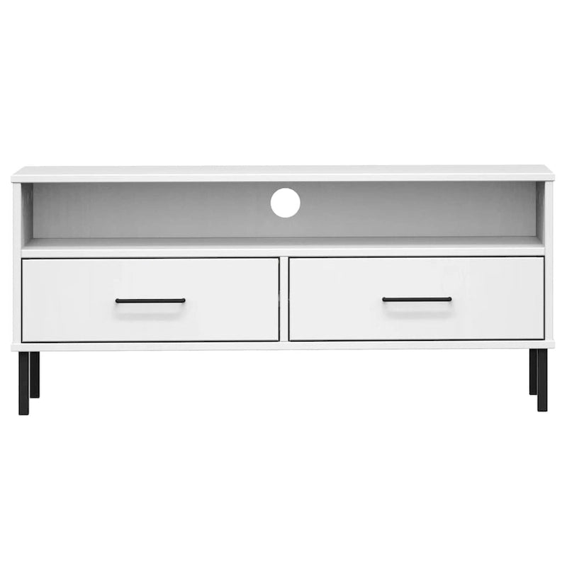 vidaXL Meuble TV Meuble console TV avec pieds en métal Bois massif Pin OSLO - 106 x 40 x 46,5 cm