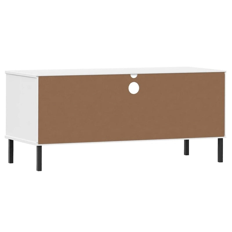 vidaXL Meuble TV Meuble console TV avec pieds en métal Bois massif Pin OSLO - 106 x 40 x 46,5 cm