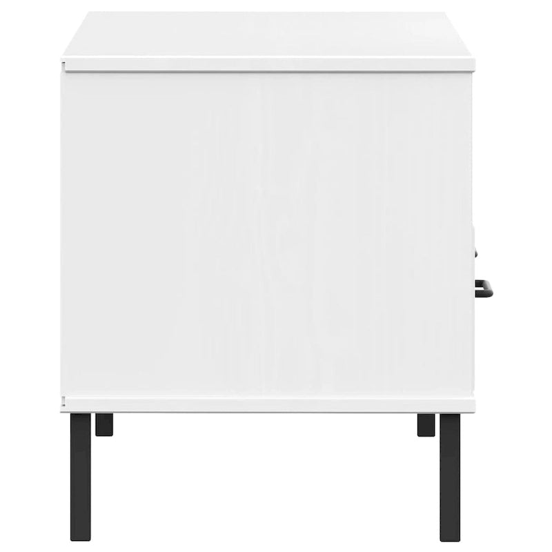 vidaXL Meuble TV Meuble console TV avec pieds en métal Bois massif Pin OSLO - 106 x 40 x 46,5 cm