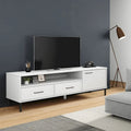 vidaXL Meuble TV Meuble console TV avec pieds en métal Bois de pin massif OSLO - 158 x 40 x 46,5 cm