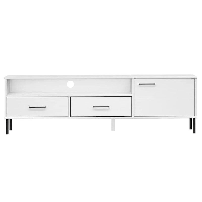 vidaXL Meuble TV Meuble console TV avec pieds en métal Bois de pin massif OSLO - 158 x 40 x 46,5 cm