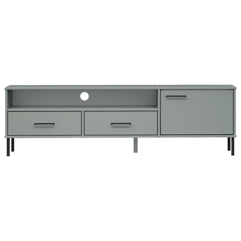 vidaXL Meuble TV Meuble console TV avec pieds en métal Bois de pin massif OSLO - 158 x 40 x 46,5 cm