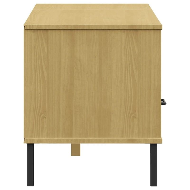 vidaXL Meuble TV Meuble console TV avec pieds en métal Bois de pin massif OSLO - 158 x 40 x 46,5 cm