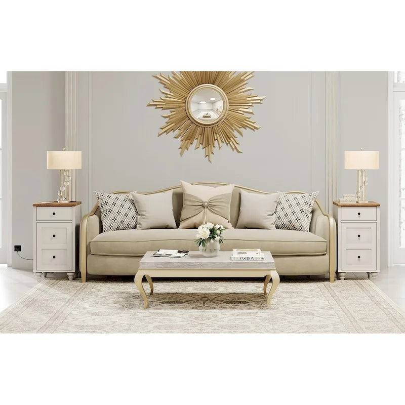 Meuble TV LED pour téléviseur 75 pouces, ensemble meuble TV et table d'appoint 3-en-1, blanc - 67 pouces