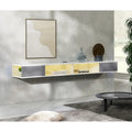 Meuble TV flottant WAMPAT 70, meuble TV mural pour salon et chambre à coucher, blanc et gris