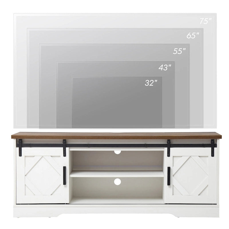 Meuble TV WAMPAT Farmhouse avec porte coulissante type « porte de grange »