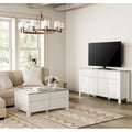 WAMPAT Meuble TV bas et table basse modernes blancs, lot de 2