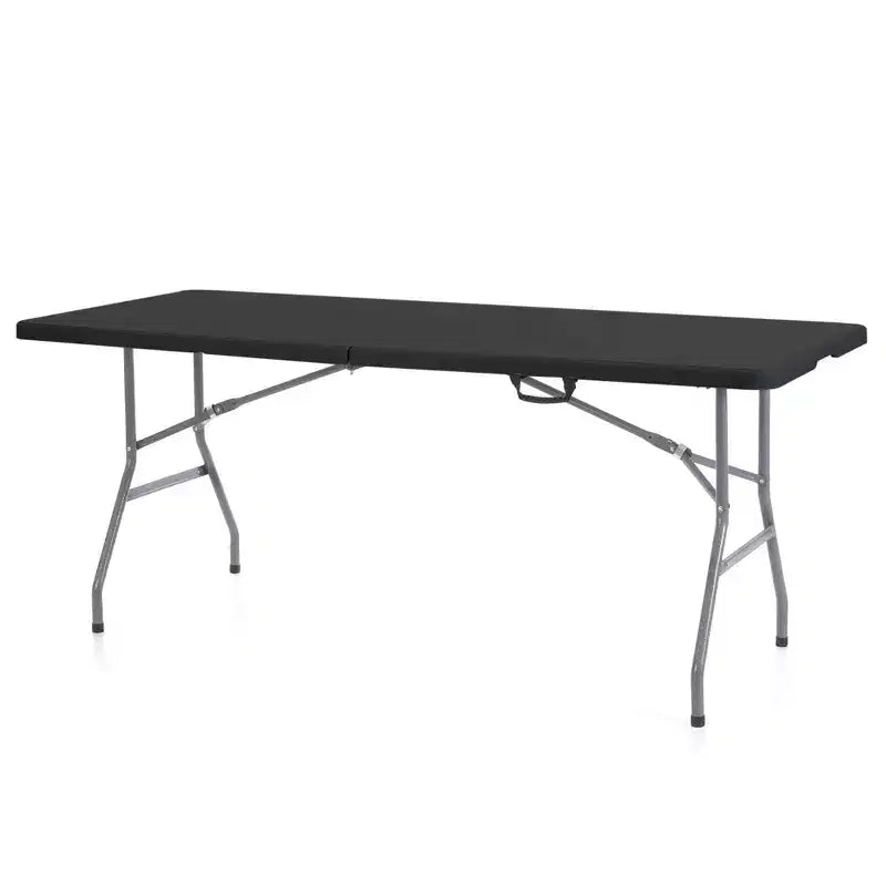 Peakform Multipurpose Banquet Fold-In-Half Table Lightweight Durable Desk with Secure Base for Indoor and Outdoor Events, 6 Foot, Black