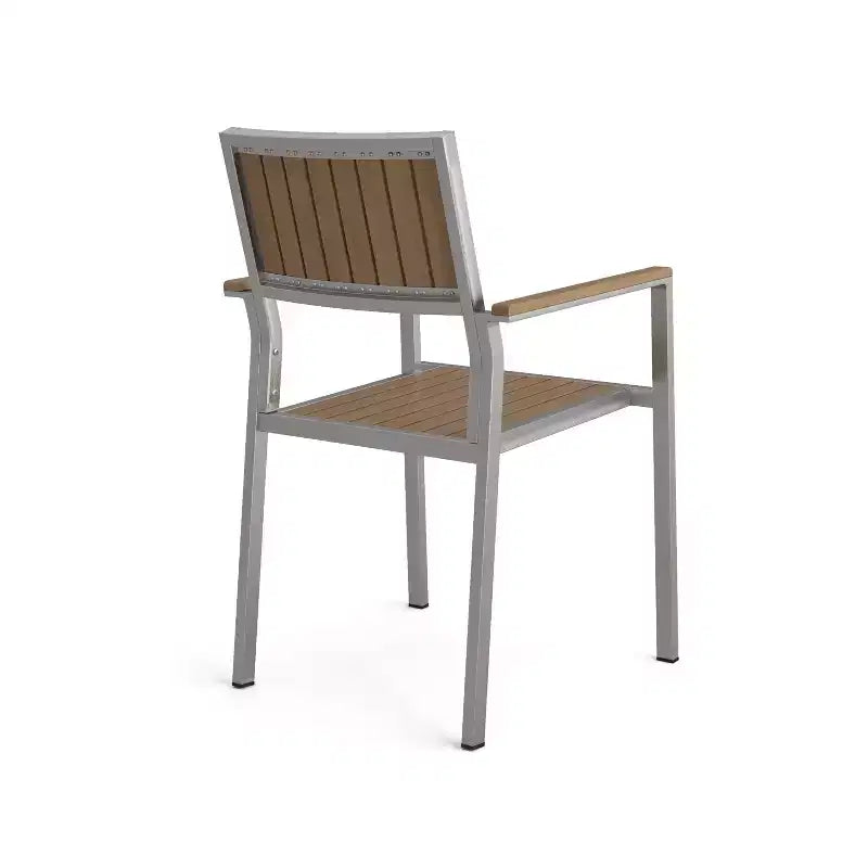 Christopher Knight Home Chaises de salle à manger Berteronian en aluminium et lattes de bois (lot de 2), argent/naturel