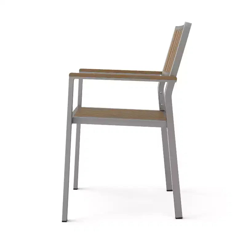 Christopher Knight Home Chaises de salle à manger Berteronian en aluminium et lattes de bois (lot de 2), argent/naturel